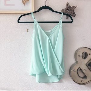🍇 2/$30 LUSH turquoise surplice draped tank top